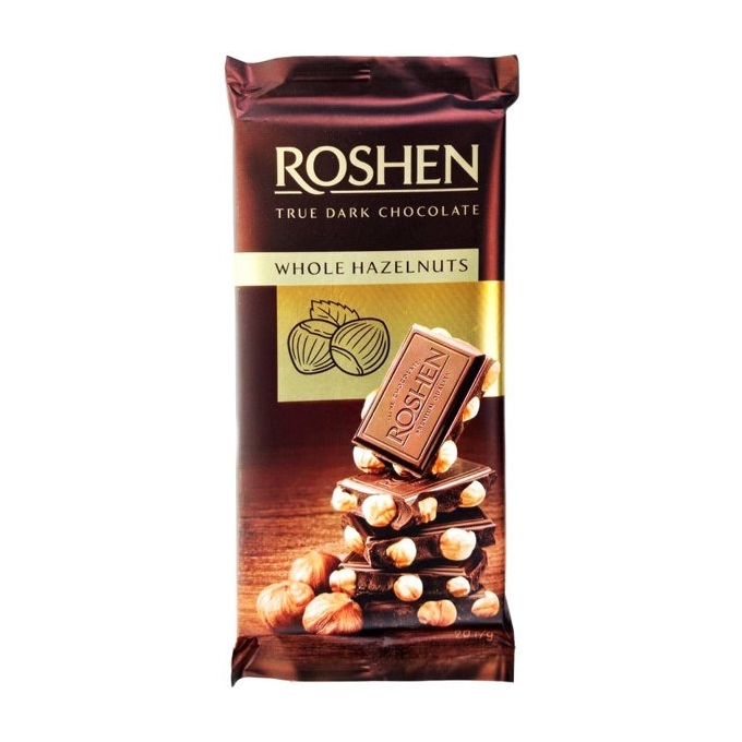Roshen Whole Hazelnuts Dark Chocolate 90 G
