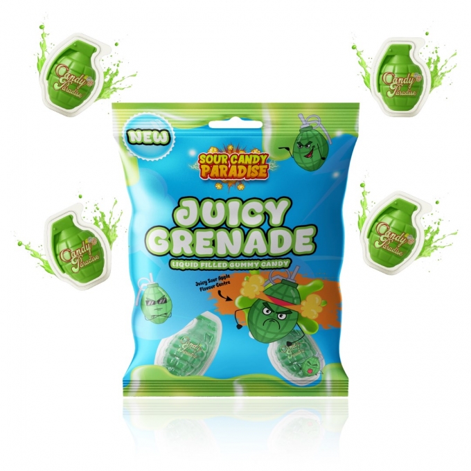 Candy Paradise Juicy Grenade Sour Liquid Filled Gummy 72g