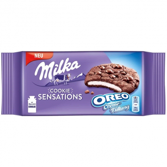 Milka Cookie Sensations Oreo Creme Çikolata Parçalı Bisküvi 156g