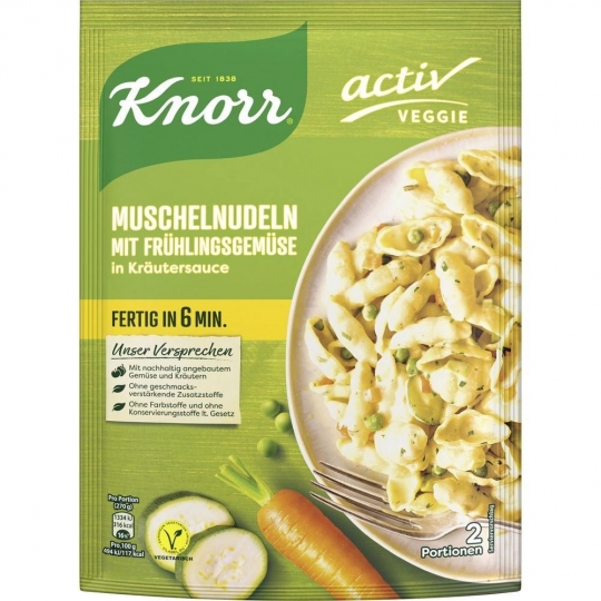 Knor Veggi Muschelnudeln, Frühlingsgemüse Vegan Sebzeli Makarna Sos 155g