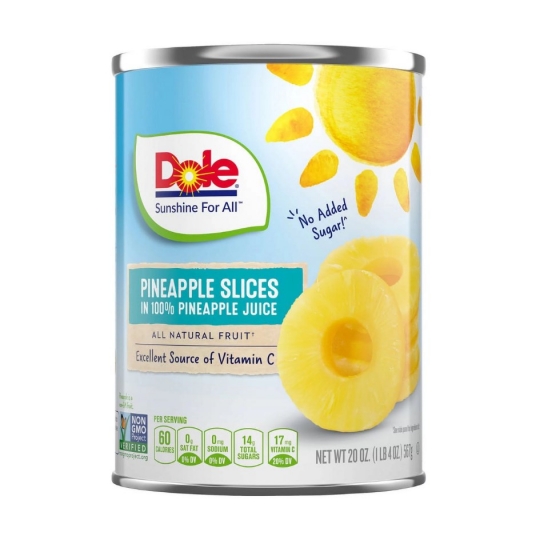 Dole Pineapple Slices in 100% Pineapple Juice 567g