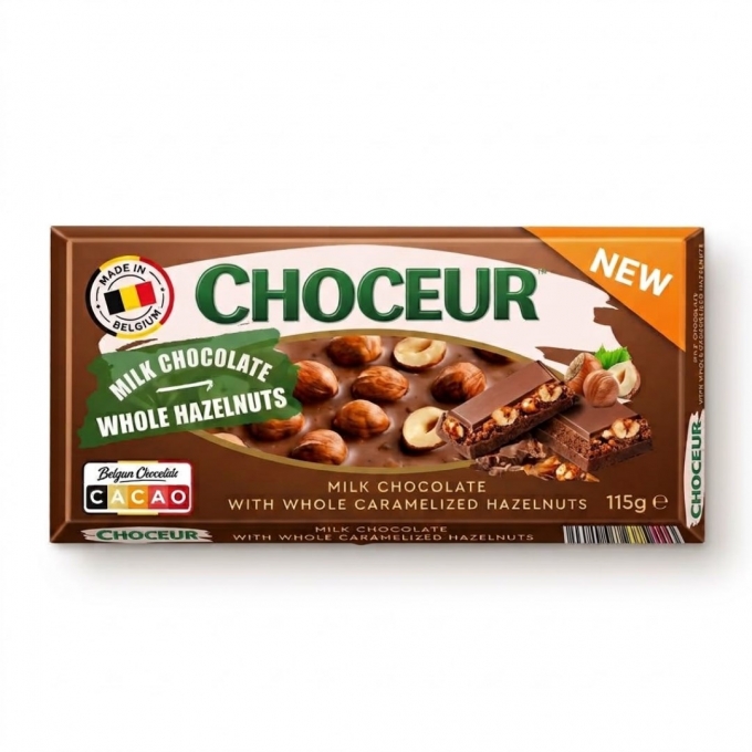 Choceur Bütün Karamelize Fındık İçeren Sütlü Çikolata 115g