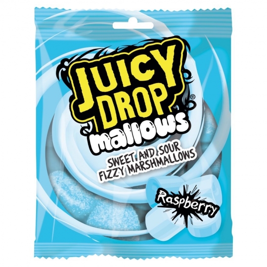 Juicy Drop Mallows Raspberry Sweet and Sour Fizzy Marshmallows 100g 