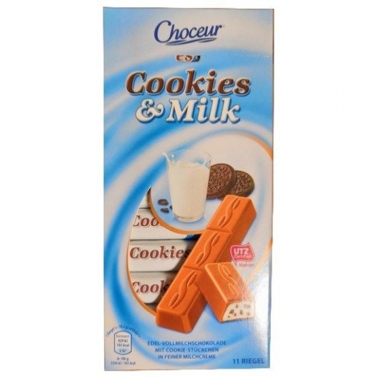 Choceur Cookies & Milk 11 Riegel 200 Gr Menşei Almanya