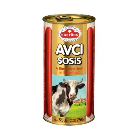 EgeTürk Avcı Sosis %100 Sığır Eti - Bürüt: 550g, Net: 250g