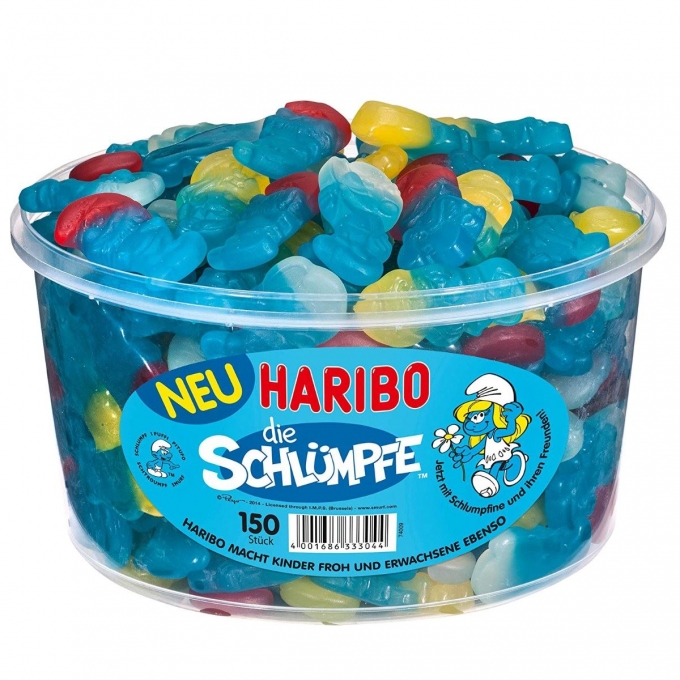 Haribo Schlümpfe Erdbeer Himbeer und Zitrone gelatinefrei 1350g