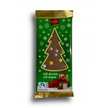 Favorina Christmas Milk Chocolate with Dragees  Yeşil Paket 100 g