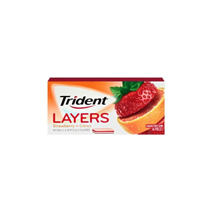 Trident Layers Wild Strawberry Tangy Citrus Sugar Free Gum 14 Sticks