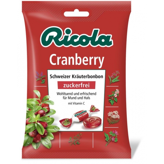 Ricola Cranberry - Organik Kızılcık Şeker 75g