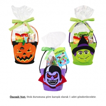 Windel Halloween Temalı Keçe Sepette Çikolata ve Şekerlemeler 94g