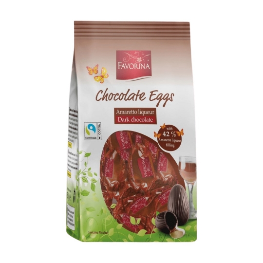 Favorina Chocolate Eggs Amaretto Liqueur Dark Chocolate 150g