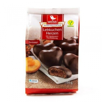 Weiss Lebkuchen Herzen Zartbitter 150gr