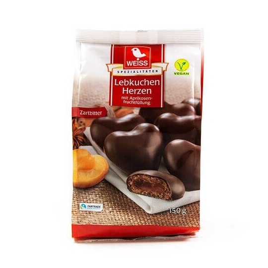 Weiss Lebkuchen Herzen Zartbitter 150gr