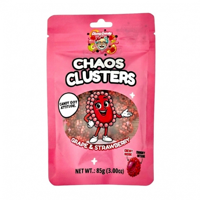 Chaos Candy Chaos Clusters Grape & Strawberry 85g
