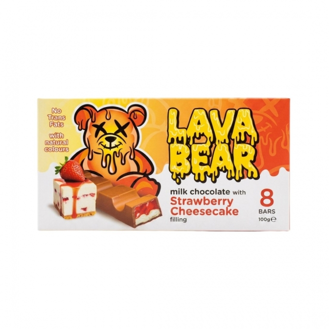 Lava Bear Milk Chocolate with Strawberry Cheesecake Filling 100g