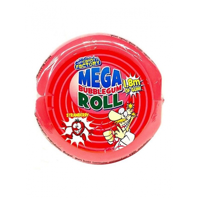 Mega Bubble Gum Roll Strawberry Vegan 58 g