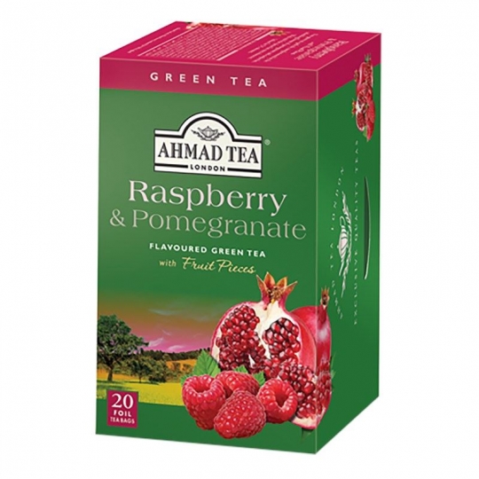 Ahmad Raspberry & Pomegranate flavoured Green Tea with Fruit Pieces 40gr