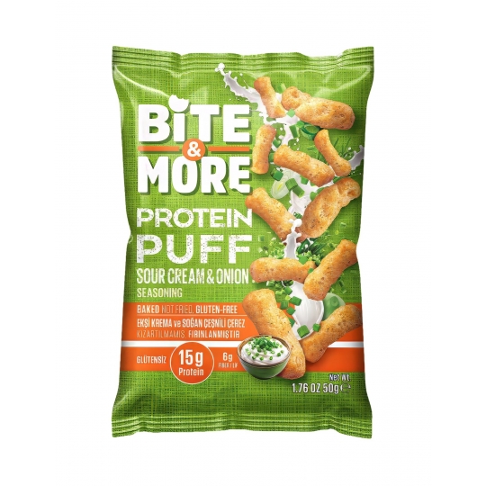Bite & More Protein Puff Sour Cream & Onion 50g