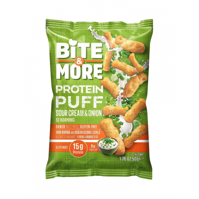 Bite & More Protein Puff Sour Cream & Onion 50g