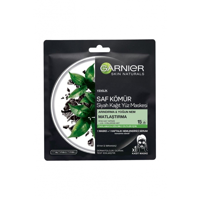 Garnier Saf Kömür Siyah Kağıt Yüz Maskesi  28 g