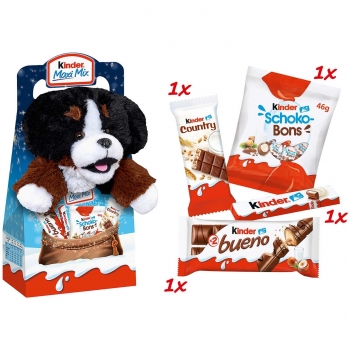 Kinder Maxi Mix Christmas Chocolate Selection with Plush Puppy 133g