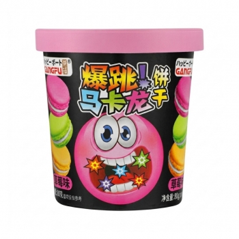 Gangfu Crispy Macarons with Strawberry Flavor and Popping Effect 80g