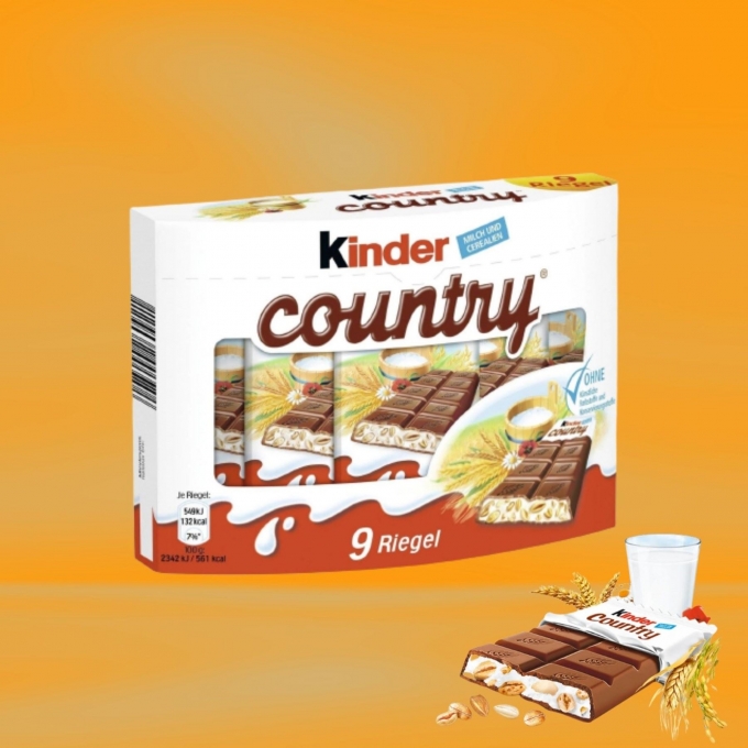 Kinder Country 9 Sütlü ve Yulaflı Çikolata  23,5 gr 
