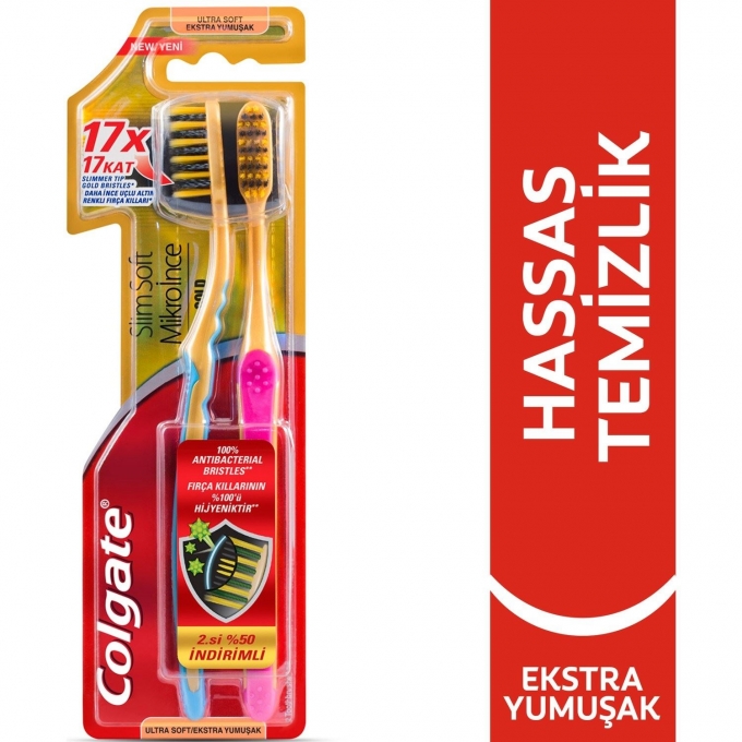 Colgate Mikro İnce gold Diş Fırçası Ekstra Yumuşak 1+1