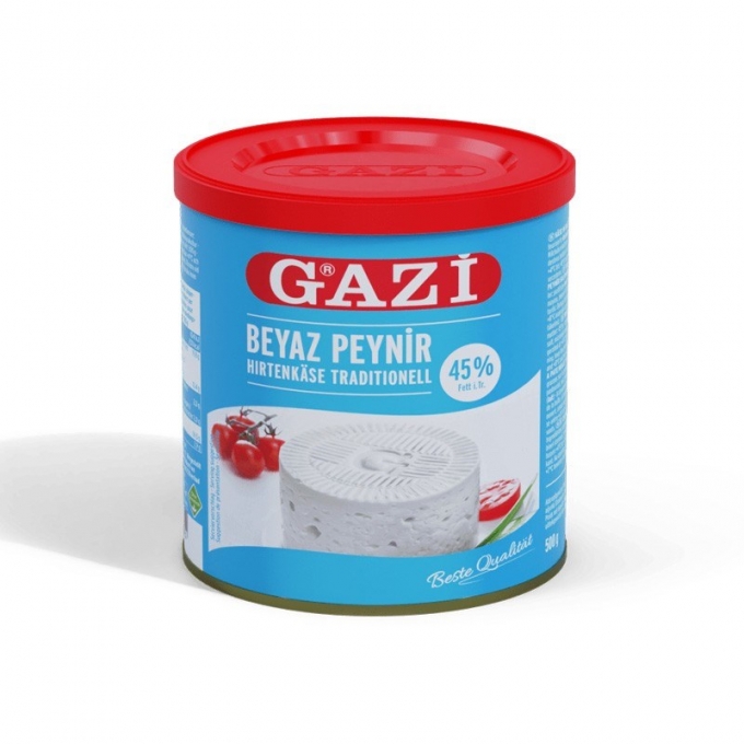 Gazi Beyaz Peynir %45 Yağlı - Net Ağırlık 500g Brüt Ağırlık 750g