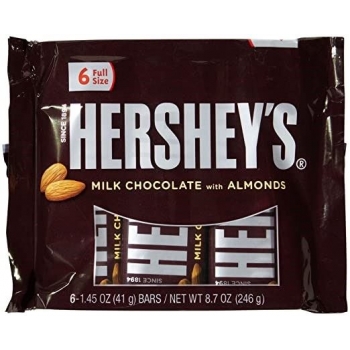 hersheys milk cholata wiht whole almonds 6 ful size 246 gr 