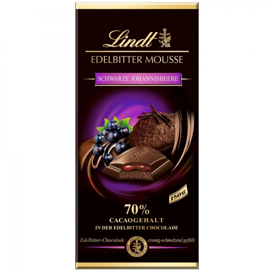Lindt Edelbitter Mousse Schwarze Johannisbeere Tafel 150g