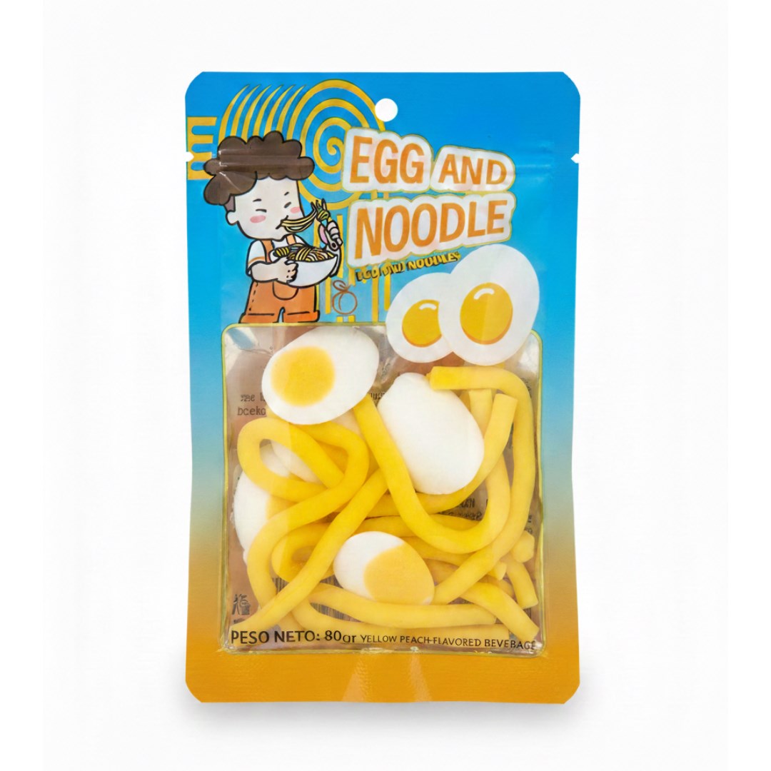 Egg and Noodle Yellow-Peach Flavored Beverage and Jelly Candy 80g